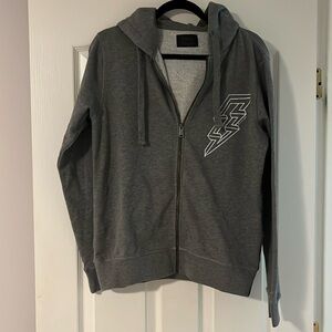 Replay men’s full zipper light grey hoodie in size M
